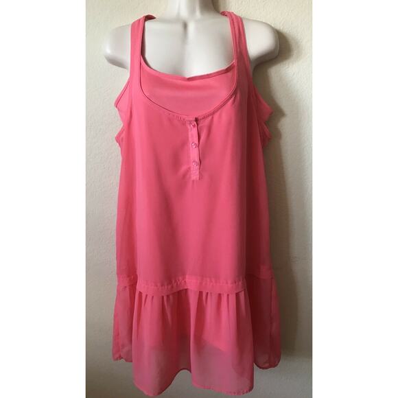 American Eagle Outfitters Pink Layered Sleeveless Drop Waist Dress Size M - Picture 1 of 2
